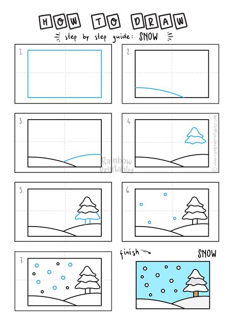 How To Draw A Cartoon Wintery Snow Scene Art Drawing Tutorial For Kids