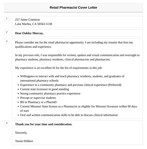 Retail Pharmacist Cover Letter Velvet Jobs