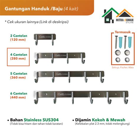 Promo Gantungan Handuk Kapstok Baju Pintu Kamar Mandi Stainless 4