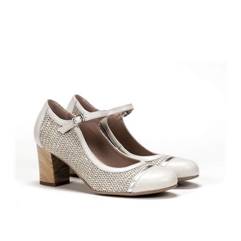 Zapatos mujer tacón Dorking by Fluchos Rodin D8741 piel charol plata