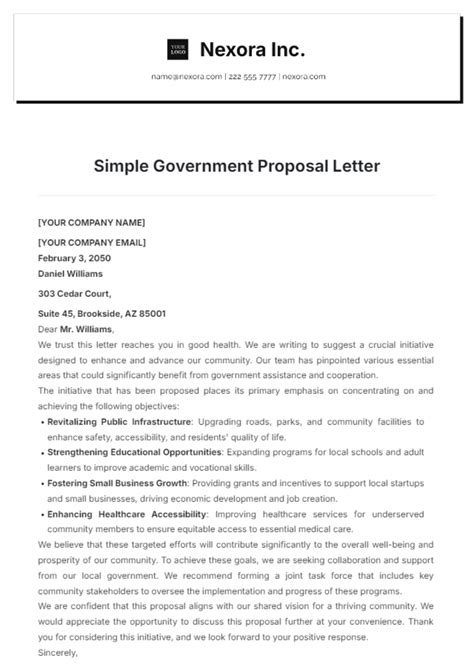 Free Government Letter Templates Editable And Printable