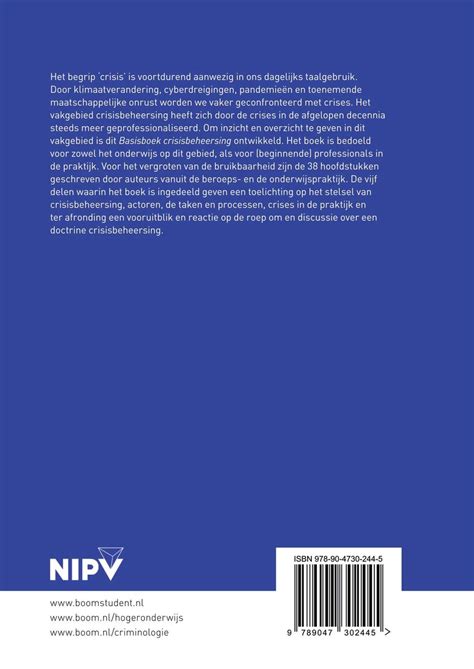 Basisboek Crisisbeheersing Inzicht In Het Vakgebied Crisis Voor Onderwijs En Praktijk Bol