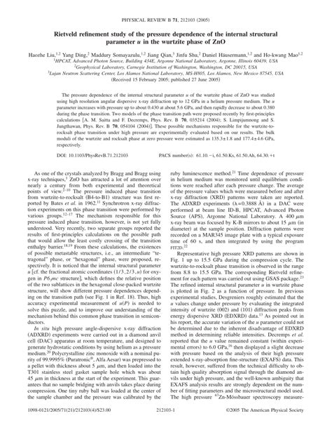 PDF Rietveld Refinement Study Of The Pressure Dependence Of The