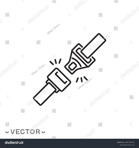 Seat Belt Line Icon Simple Outline Style Royalty Free Stock Vector