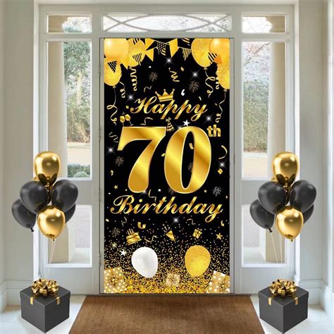 Buy 70th Birthday Banner 70th Birthday Decorations For Him 70th Banner Black Gold Birthday