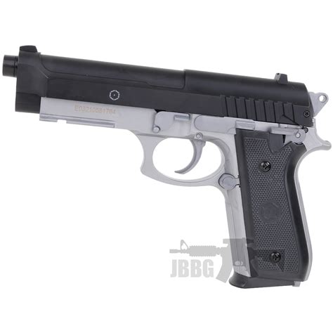 Cybergun Pt Hpa Spring Airsoft Pistol Dual Tone Black Silver Trimex