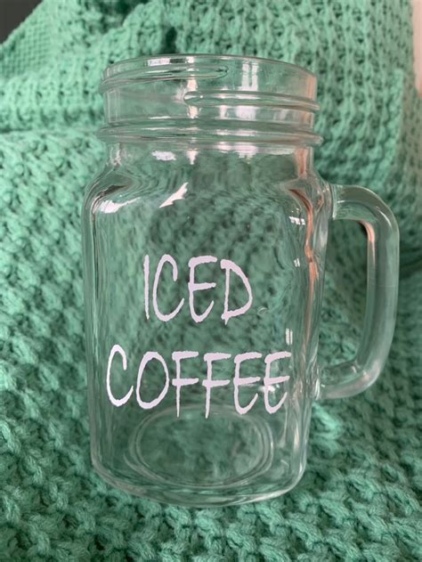 Iced Coffee Mason Jar Mug Coffee Mason Jar Mug Iced Coffee Etsy