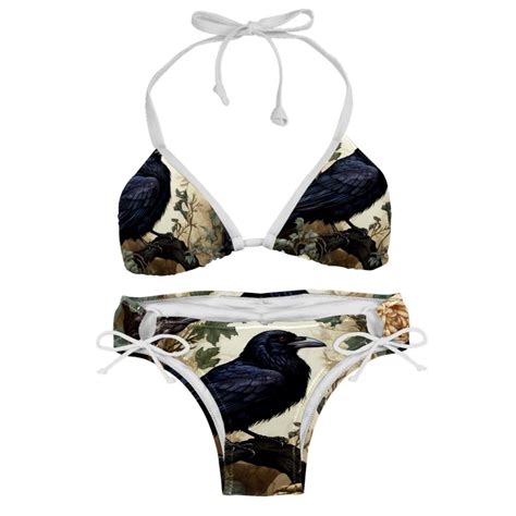 Crow Swimsuit Bikini Set With Detachable Sponge And Adjustable Strap Two Pack For Beach And