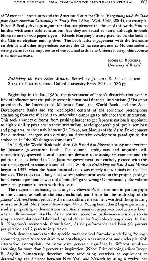 Rethinking The East Asian Miracle Edited By Joseph E Stiglitz And