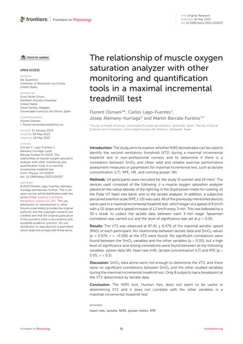 PDF The Relationship Of Muscle Oxygen Saturation Analyzer With Other