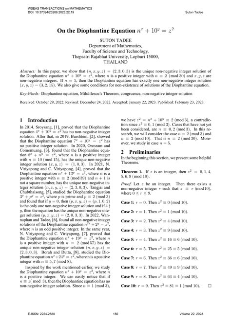 PDF On The Diophantine Equation N X 10 Y Z 2