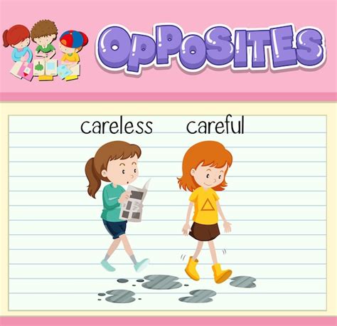 Free Vector Education Word Card Of English Opposites Word