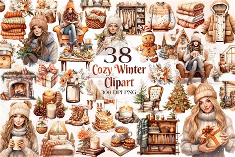 Cozy Winter Watercolor Clipart Bundle Graphic By Cat Lady Creative