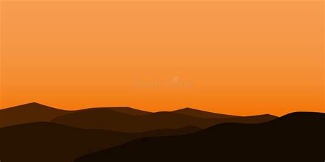 Silhouette View of Mountain with Sunset Background Stock Vector ...