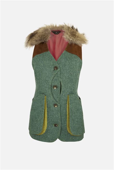 Ladies Green Gilet Vest Ladies Luxurious Gilet For Town And Country