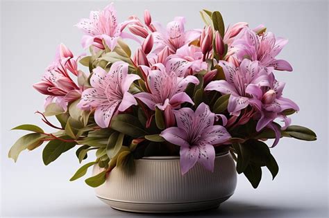 Premium Photo Bouquet Of Pink Alstroemeria Flowers In Pot