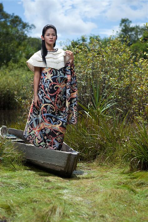 The Natural Beauty Of Dayak Woman Wrapped With Native Dayak Fabric