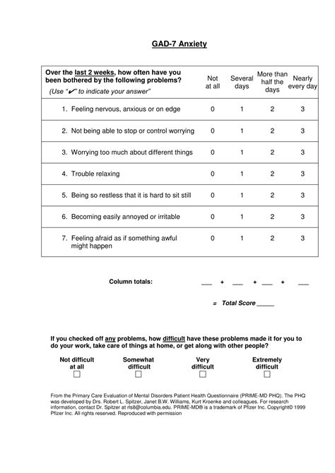 Gad 7 Anxiety And Phq 9 Depression Assessment Chart Download Printable Pdf Templateroller