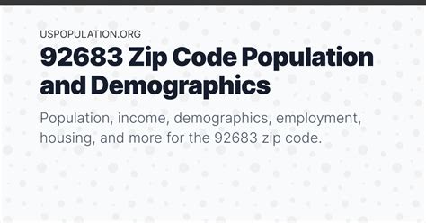 92683 Zip Code Population | Income, Demographics, Employment, Housing