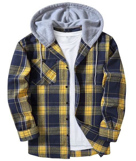 Scodi Mens Flannel Hoodie Shirts Long Sleeve Casual Button Down Jackets