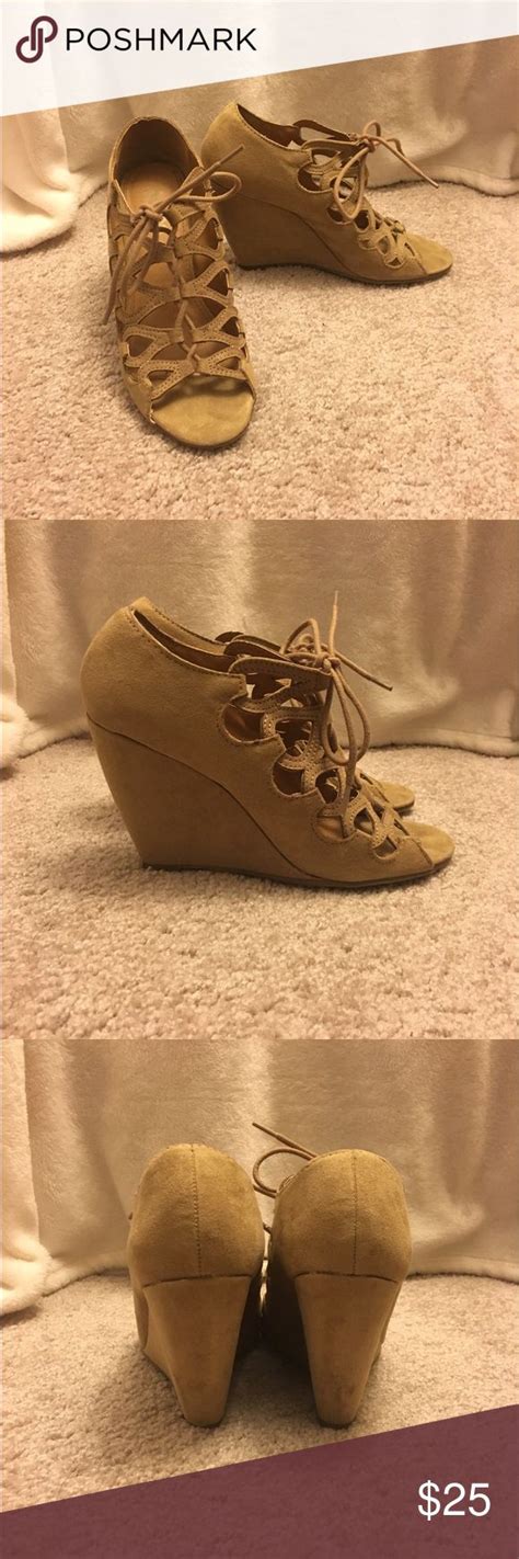 Nude Lace Up Wedges Cute And Stylish Shoes