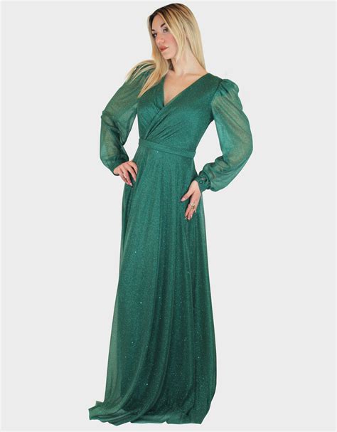 Abito Lungo Verde Elizabeth Moda Collezione Cerimonia Elegante