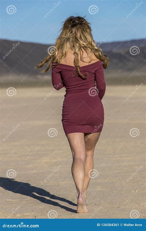 Gorgeous Blonde Model Posing Outdoors In The Desert Stock Image Image