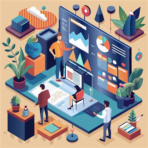 Premium Vector A Colorful Illustration Of People Working On A