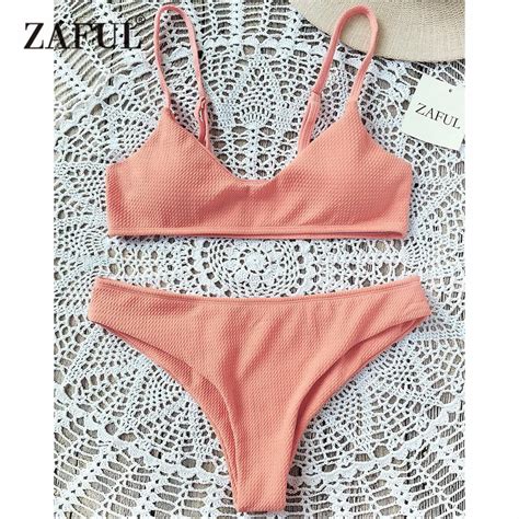 Buy Zaful New High Cut Bralette Bikini Set Sexy Solid