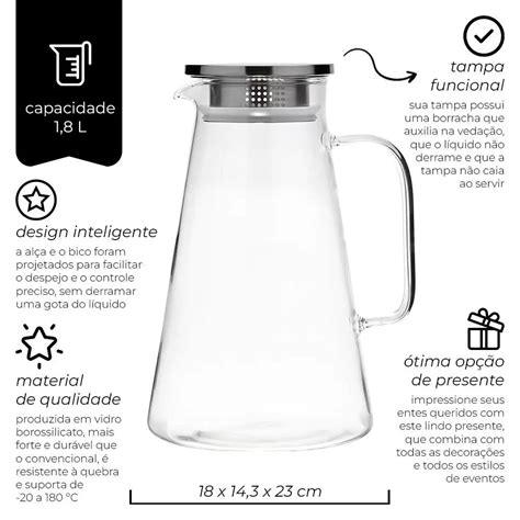 Jarra Twinkle Em Vidro Borossilicato aço Inox 1 8l Dynasty