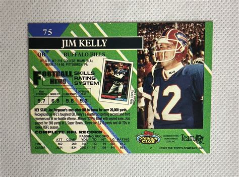 Topps Stadium Club Members Only Jim Kelly For Sale Online Ebay