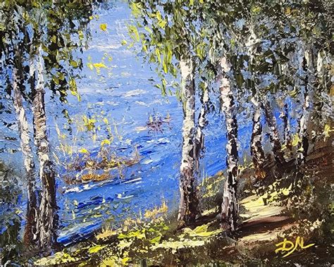 Birch Trees Original Oil Painting on Stretched Canvas. Summer Landscape, Birches Painting ...