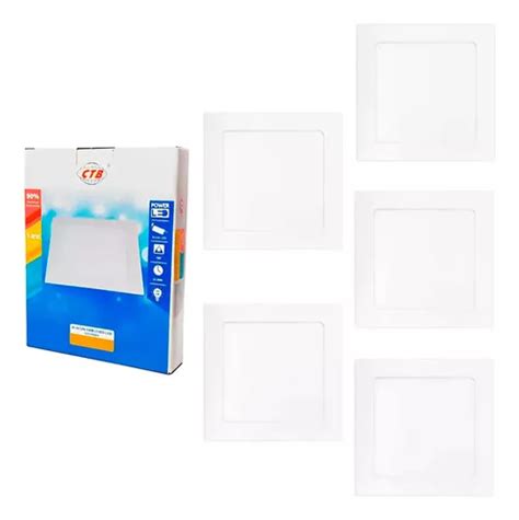 Kit de 5 lámparas LED integradas cuadradas de 18 W 3000 K 22 5 cm