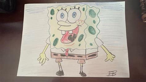 Me Drawing SpongeBob SquarePants (on paper with colored pencils) - YouTube