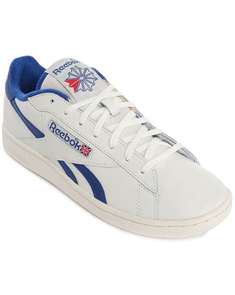 Reebok Npc Uk White/blue Leather Sneakers in Blue for Men | Lyst