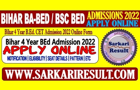 Bihar BA BEd BSc BEd Result 2022 4 Years Admissions 2022