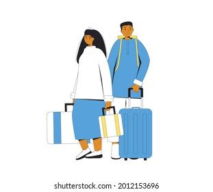 Vector Illustration Muslim Man Woman Suitcases Stock Vector Royalty