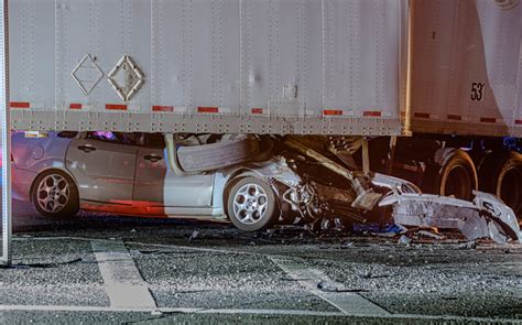 Driver Killed After Car Gets Wedged Under Semi Truck In Apple Valley