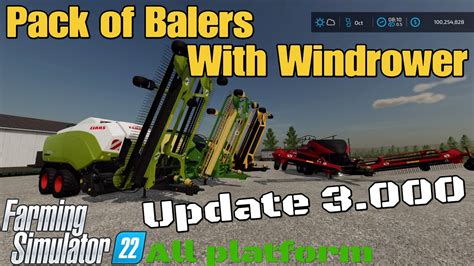 Pack Of Balers With Windrower Update For All Platforms On Fs Youtube