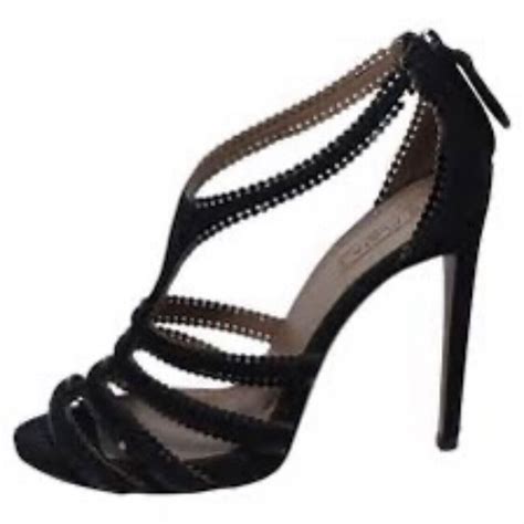 Azzedine Alaia Black Suede Laser Cut Sandal Heels Size It 375 Us 75