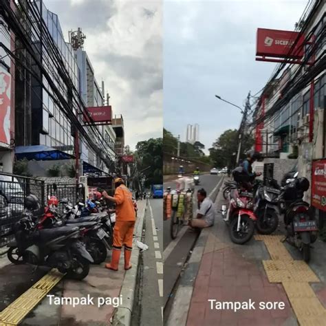 Potret Trotoar Dijadikan Tempat Parkir Dadakan Serasa Milik Pribadi