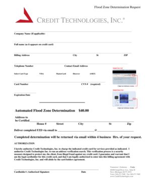 Fillable Online Flood Zone Determination Request Credit Technologies