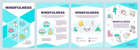 Mindfulness Turquoise Brochure Template Enjoying Simple Pleasures Leaflet Design With Linear