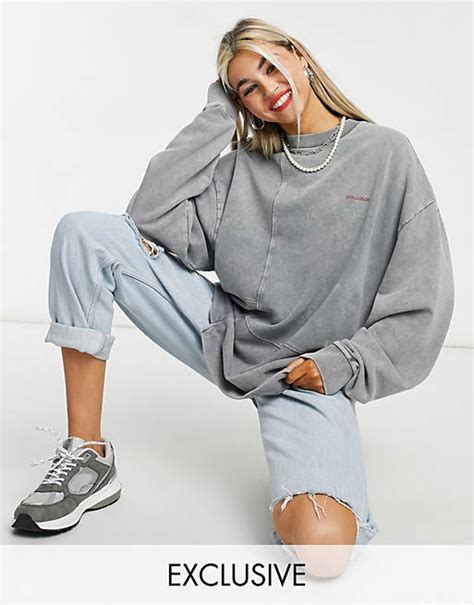 Collusion Unisex Oversized Sweatshirt With Stitch Detail And Stepped Hem Asos