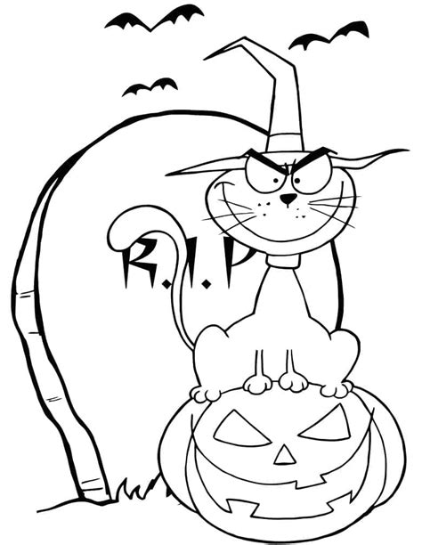 Coloriage Chat Maléfique d Halloween télécharger et imprimer gratuit