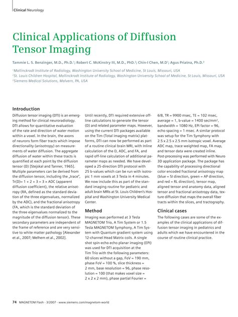 SOLUTION: Clinical applications of dti MRI - Studypool