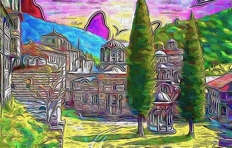 Manastir Hilandar - Monastery Hilandar Painting by Nenad Vasic - Pixels