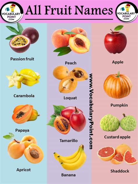 Fruits Names List Of All Fruits Name In English With 54 OFF