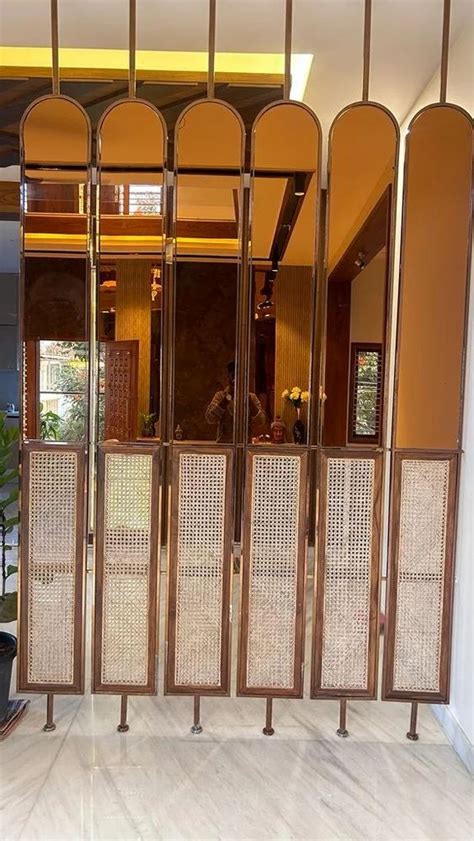 Golden Stainless Steel SS PVD Partition Frame 6 Panels Glossy At