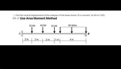 Solved 12 Find The Vertical Displacement At The Midspan Of Chegg